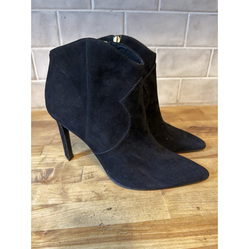 Natori Leiko‎ Bootie Black Suede Heeled Women's Size 8 Indie Biker Western NWOB